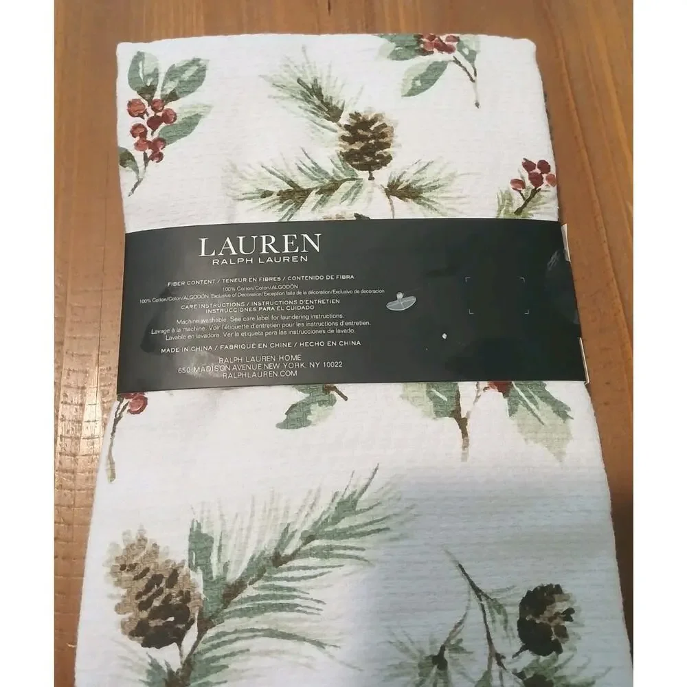 3-Pack Ralph Lauren Home Cotton Kitchen Towels Pinecones/Holly Multi 17x28 in